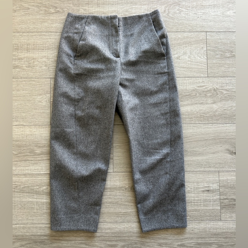 COS Grey Wool-Blend Cropped Trousers size:6
